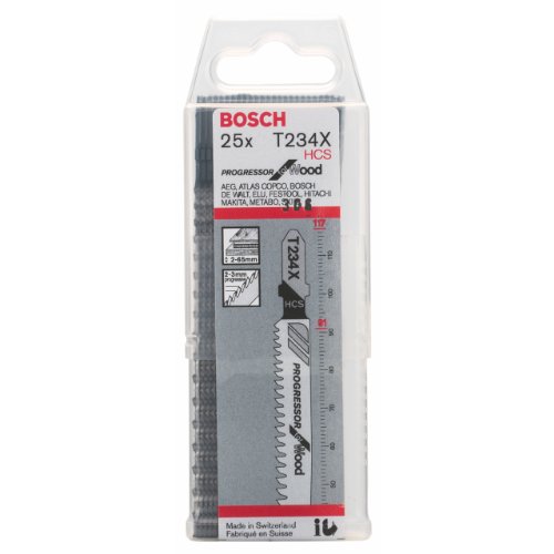 Bosch Professional 25 x Stichsägeblatt T 234 X (für weiches Holz, gerader Schnitt, Zubehör Stichsäge) von Bosch Professional