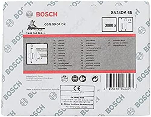 Bosch Professional 3000x D-Kopf Streifennagel SN34DK 65 (34°, harzbeschichtet, 2.8 mm, 65 mm, blank, glatt, Zubehör für Nagelpistolen, Druckluftnagler) von Bosch Accessories
