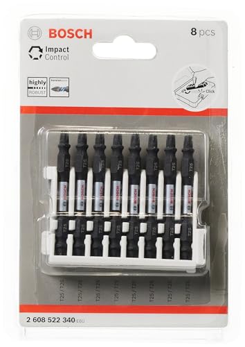 Bosch Accessories 8tlg. Doppelschrauber Bit Set Torx (Impact Control, 8 x T25-T25 Bits - Länge: 65mm, Pick and Click, Zubehör Schlagschrauber Bohrschrauber) von Bosch Accessories