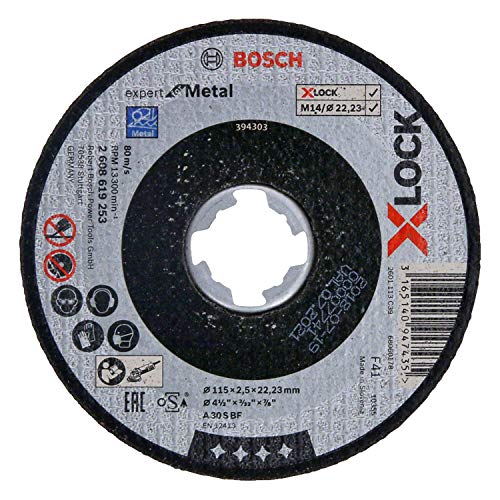 Bosch Professional 1x Gerade Trennscheibe Expert (für Metall, X-LOCK, Ø115 mm, BohrungsØ: 22,23 mm, Dicke:2,5 mm) von Bosch Professional
