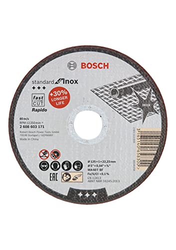 Bosch Accessories 1x Standard for Inox X-LOCK Trennscheibe (für Edelstahl, Ø 125 x 1 x 22,23 mm, Gerade, Zubehör Winkelschleifer) von Bosch Accessories