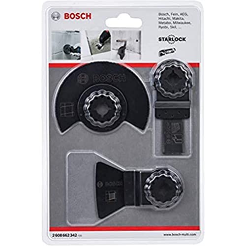 Bosch Accessories Bosch Professional 3 tlg. Starlock Fliesen Basis Set (für Fliesen, Fräsen, Abschaben, Tauchschneiden, Zubehör Multifunktionswerkzeug) von Bosch Professional