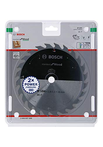 Bosch Professional 1x Kreissägeblatt Standard for Wood (Holz, Sägeblatt Ø 184 x 16 x 1,6 mm, 24 Zähne, Zubehör Akku Kreissäge) von Bosch Accessories