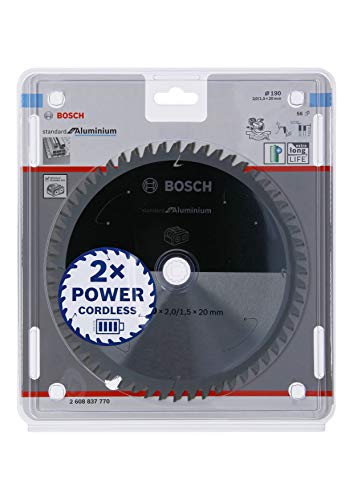 Bosch Professional 1x Kreissägeblatt Standard for Aluminium (Aluminium, Sägeblatt Ø 190 x 20 x 2 mm, 56 Zähne, Zubehör Akku Kreissäge) von Bosch Professional