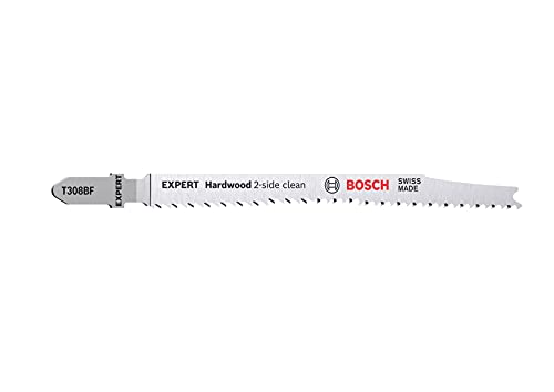 Bosch Professional 5x Stichsägeblatt Expert ‘Hardwood 2-Side Clean’ T 308 BF (für Kunststoffbeschichtete Platten, Multiplexplatte, Länge 117 mm, Zubehör Stichsäge) von Bosch Professional