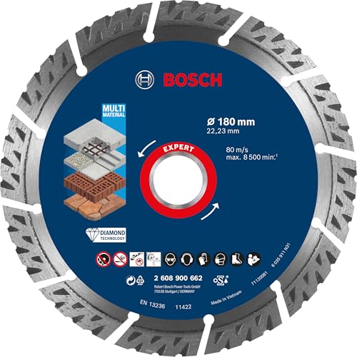 Bosch Accessories 1x Expert MultiMaterial Diamanttrennscheiben (für Beton, Ø 180 mm, Zubehör Großer Winkelschleifer) von Bosch Accessories