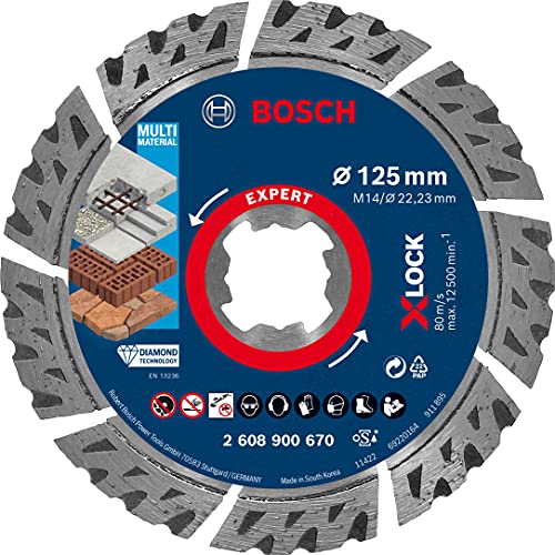 Bosch Accessories 1x Expert MultiMaterial X-LOCK Diamanttrennscheiben (für Beton, Ø 125 mm, Zubehör Kleiner Winkelschleifer) von Bosch Accessories