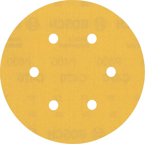 Bosch 5x EXPERT C470 Schleifblatt mit 6 Löchern (für Farbe auf Holz, Hartholz, Ø 150 mm, Körnung 400, Professional Zubehör Exzenterschleifer, Exzenterschleifer) von Bosch