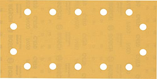 Bosch Accessories Professional 10x Schleifpapier Expert C470 mit 14 Löchern (für Hartholz, Farbe auf Holz, 115x230 mm, Körnung 400, Zubehör Schwingschleifer) von Bosch Accessories