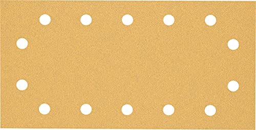 Bosch Accessories 50x Schleifpapier Expert C470 mit 14 Löchern (für Hartholz, Farbe auf Holz, 115x230 mm, Körnung 80, Zubehör Schwingschleifer) von Bosch Accessories