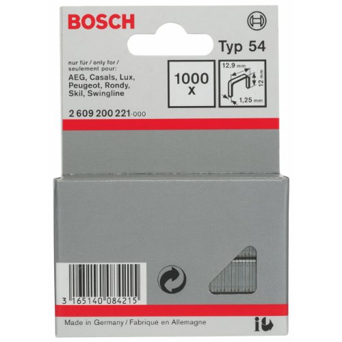 Bosch Professional 1000x Flachdrahtklammer Typ 54 (Karton, Papier, Folien, 12.9 x 1.25 x 12 mm, Zubehör Tacker) von Bosch Accessories