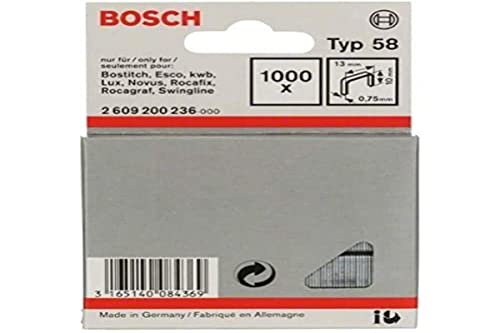 Bosch Professional 1000x Feindrahtklammer Typ 58 (Textilien/Gewebe, Karton, 13 x 0.75 x 10 mm, Zubehör Tacker) von Bosch Accessories