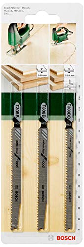 Bosch Accessories Professional 2609256A12 DIY Sägeblattset 3-teilig T 308 B (2)/ T 308 BO extra-clean for Wood (1) von Bosch Accessories