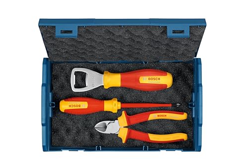Bosch Professional 3-tlg. Handwerkzeug-Set (inkl. 1x VDE-Schraubendreher (PH1), 1 x VDE-Seitenschneider (160mm) und 1 x Flaschenöffner, in L-Boxx Mini) von Bosch Professional