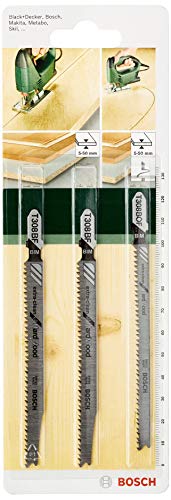 Bosch Accessories Professional 3tlg. Stichsägeblatt-Set Extra Clean for Hard Wood zum Sägen in Hartholz von Bosch