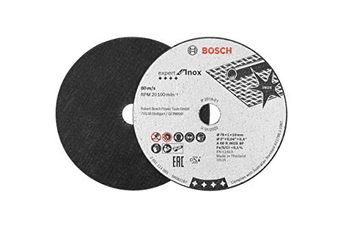 Bosch Professional 5 Stück Trennscheibe Expert for Inox (für Edelstahl, Ø 76 mm, Bohrung Ø 10 mm, Zubehör Akku Winkelschleifer) von Bosch Accessories