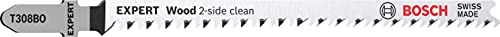 Bosch 5x EXPERT Wood 2-side clean T308BO Stichsägeblatt (für Massivholz-Möbelplatte, Sperrholz, Länge 117 mm, Professional Zubehör Stichsäge) von Bosch