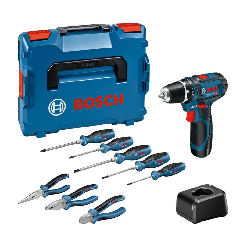 Bosch Professional Akku-Bohrschrauber GSR 12 V-15 Handwerkzeug-Set von Bosch Professional