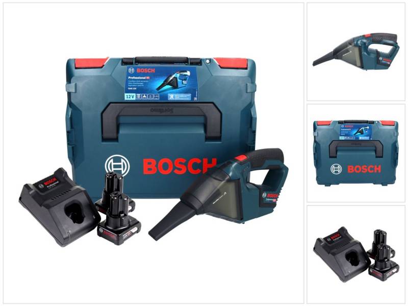 Bosch Professional Akku-Handstaubsauger GAS 12V Professional Akku Staubsauger 12 V 0,35 l + 2x Akku 6,0 Ah + von Bosch Professional