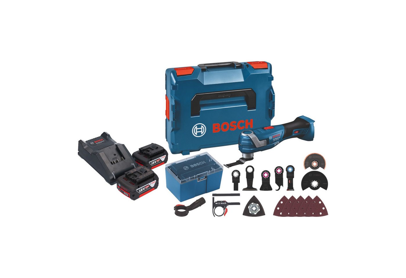 Bosch Professional Akku-Multifunktionswerkzeug GOP 18 V 34 Akku Multi Cutter + Zubehör + 2x Akku 5,0 Ah + Lader Bosch Professional Akku-Multifunktionswerkzeug GOP 18 V 34 Akku Multi Cutter + Zubehör + 2x Akku 5,0 Ah + Lader von Bosch Professional