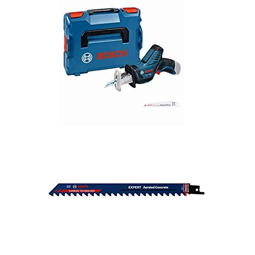 Bosch Professional Akku Säbelsäge GSA 12V-14 (ohne Akkus und Ladegerät, in L-BOXX 102) + 1x Expert ‘Aerated Concrete’ S 1141 HM Säbelsägeblatt (für Porenbeton, Länge 225 mm, Zubehör) von Bosch Professional