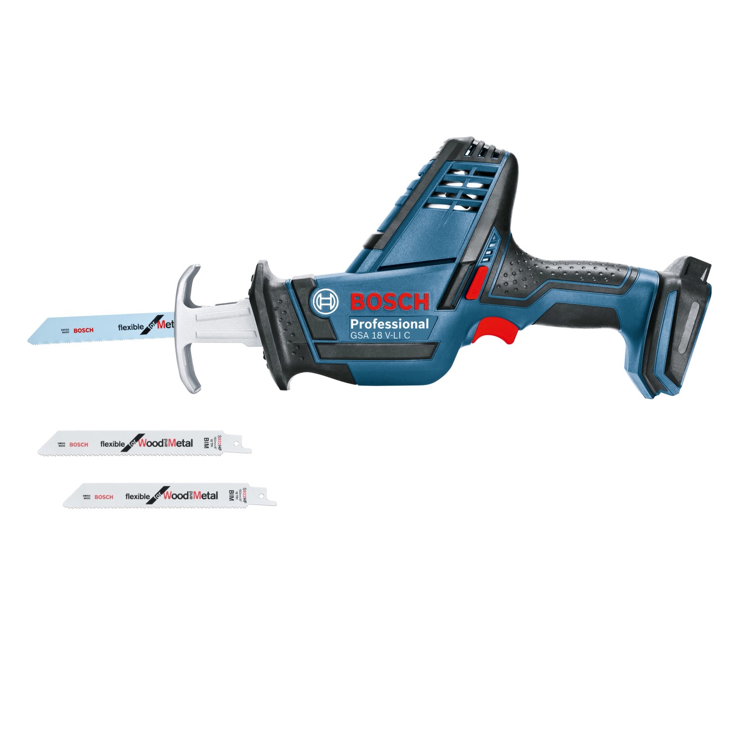 Bosch Professional Akku-Säbelsäge GSA 18 V-LI C Solo mit 4 Säbelsägeblättern Bosch Professional Akku-Säbelsäge GSA 18 V-LI C Solo mit 4 Säbelsägeblättern von Bosch Professional