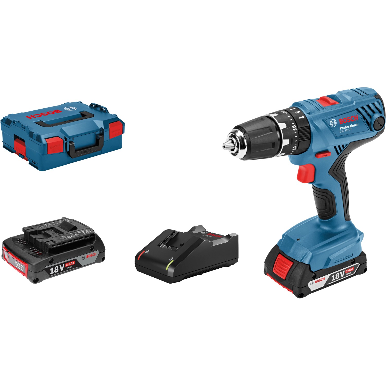 Bosch Professional Akku-Schlagbohrschrauber GSB 18 V-21 inkl. 2 Akkus & L-Boxx Bosch Professional Akku-Schlagbohrschrauber GSB 18 V-21 inkl. 2 Akkus & L-Boxx von Bosch Professional