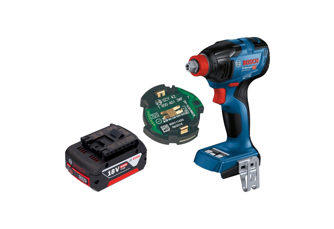 Bosch Professional Akku-Schlagschrauber GDX 18V-210 C Professional 18 V 210 Nm + 1x Akku 5,0 Ah + GCY 42 Modul von Bosch Professional