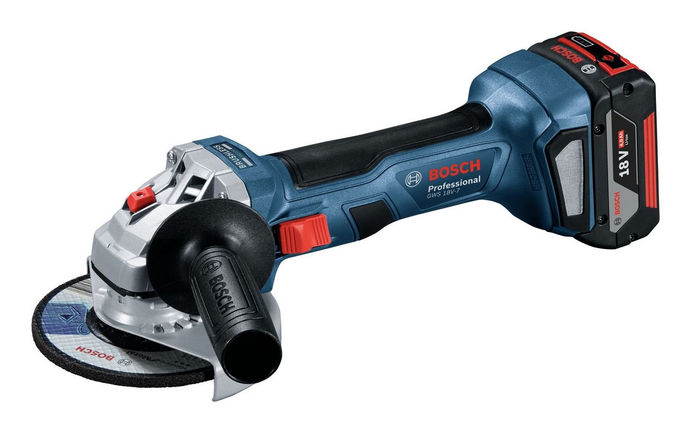 Bosch Professional Akku-Winkelschleifer GWS 18V-7, max. 11000 U/min, Mit 2x Akku 4 Ah - in L-BOXX 136 von Bosch Professional
