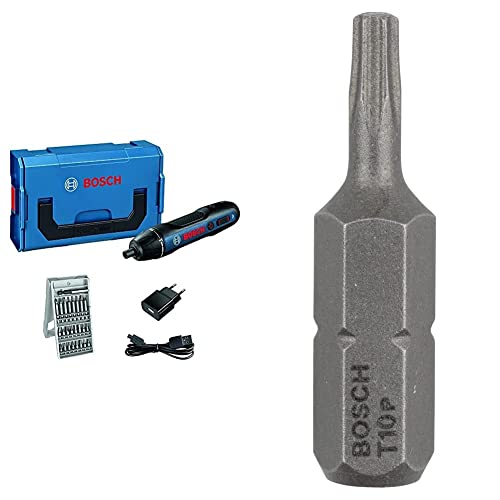 Bosch Professional Akkuschrauber Bosch GO (inkl. 25-tlg. Bit-Set, Ladekabel, L-BOXX Mini) + Bit Extra-Hart für Innen-Torx-Schrauben (T10, Länge: 25 mm, 3 Stück) von Bosch Professional