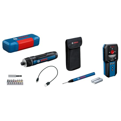 Bosch Professional Akkuschrauber Bosch GO 3 (inkl. 8-teiligem Bit-Set, Bitaufnahme, USB-C-Kabel, Mini-Koffer) + Ortungsgerät GMS 120-27 von Bosch Professional
