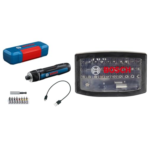 Bosch Professional Akkuschrauber Bosch GO 3 (inkl. Bit-Set, Bitaufnahme, USB-C-Kabel, Mini-Koffer) + 32tlg. Schrauberbit Set Extra Hart (Kreuzschlitz-, Pozidriv-, Hex-, T-, TH-, S-Bit, Zubehör) von Bosch Professional