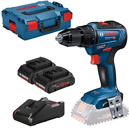 Bosch Professional 18V System Akku Bohrschrauber GSR 18V-55 (max. Drehmoment 55 Nm, 1.800 min⁻¹, inkl. 2x Akku ProCORE18V 4.0Ah, Schnellladegerät GAL 18V-40, Einlage, L-BOXX) von Bosch Professional