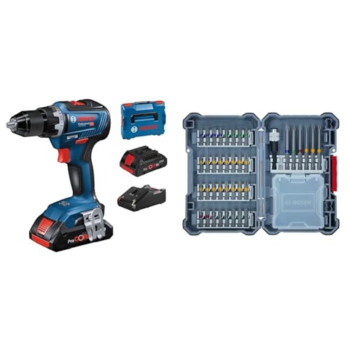 Bosch Professional Akkuschrauber GSR 18V-55 (2x 4,0 Ah ProCore Akku, in L-BOXX) + 40-tlgs. Bohrer Bit Set (Pick and Click, extra harte Schrauber Bits, mit Universalhalter) - Amazon Edition von Bosch Professional