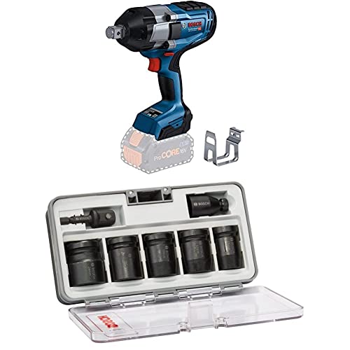 Bosch Professional BITURBO Akku Drehschlagschrauber GDS 18V-1050 H (ohne Akkus und Ladegerät, im Karton) + 7tlg. Steckschlüsseleinsätze-Set für Sechskantschrauben von Bosch Professional