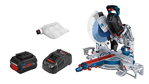 Bosch Professional BITURBO Akku-Gehrungssäge GCM 18V-305 GDC (inkl. 2x5.5 Ah ProCORE18V Akkus, Ladegerät GAL 1880 CV, Connectivity-Modul, Sägeblatt, Staubbeutel, im Karton), Blue von Bosch Professional