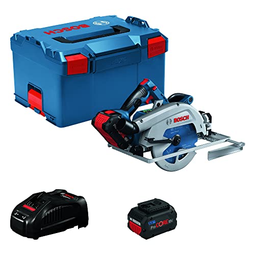 Bosch Professional BITURBO Akku Handkreissäge GKS 18V-68 GC (kompatibel mit Führungsschienen, inkl. 2x ProCORE 5.5 Ah Akku, Ladegerät GAL 1880 CV, 1x Sägeblatt, Parallelanschlag, in L-BOXX 238), blue von Bosch Professional