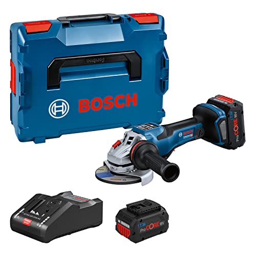 Bosch Professional 18V System BITURBO Akku-Winkelschleifer GWS 18V-15 PSC (inkl. 2x Akku ProCORE18V 8.0Ah, GAL 18V-160 C, Zusatzhandgriff, Schutzhaube, Trennschutzhaube, Schnellspannmutter, L-BOXX) von Bosch Professional