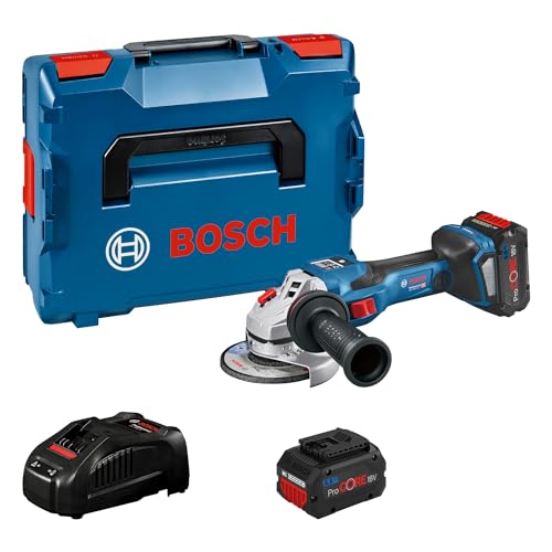 Bosch Professional 18V System BITURBO Winkelschleifer GWS 18V-15 SC (inkl. 2x Akku ProCORE18V 5.5Ah, GAL 1880 CV, Aufnahmeflansch, Schutzhaube, Zusatzhandgriff, Schnellspannmutter, L-BOXX) von Bosch Professional