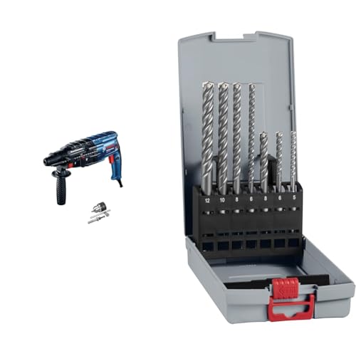 Bosch Professional Bohrhammer GBH 240 + 7x PRO SDS plus-5X Hammerbohrer-Set (für Beton, Kalk- und Sandsteine, Ø 5-12 mm, Professional Zubehör) von Bosch Professional