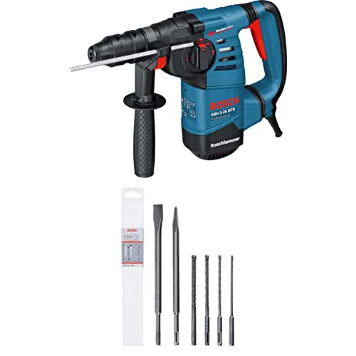 Bosch Professional Bohrhammer GBH 3-28 DFR (Wechselfutter SDS-plus) + 6 tlg. SDS plus-5 Hammerbohrer und Meißel Set (für Beton und Mauerwerk) von Bosch Professional