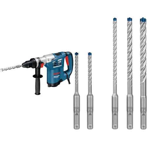 Bosch Professional Bohrhammer GBH 4-32 DFR (max. Bohr 30mm, inkl. Schnellwechselbohrfutter 13 mm, Tiefenanschlag 310 mm) + 5x Expert SDS plus-7X Hammerbohrer Set (für Stahlbeton, Ø 5-10 mm) von Bosch Professional