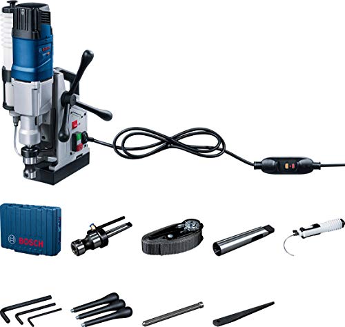 Bosch Professional Bohrmaschine GBM 50-2 (inkl. Aufsteckfräsendorn, Innensechskanntschlüssel, Reduzierhülse, Fixierstift, Sicherungsseil, Kühlmittelbehälter, Befestigungswinkel, Handwerkoffer) von Bosch Professional