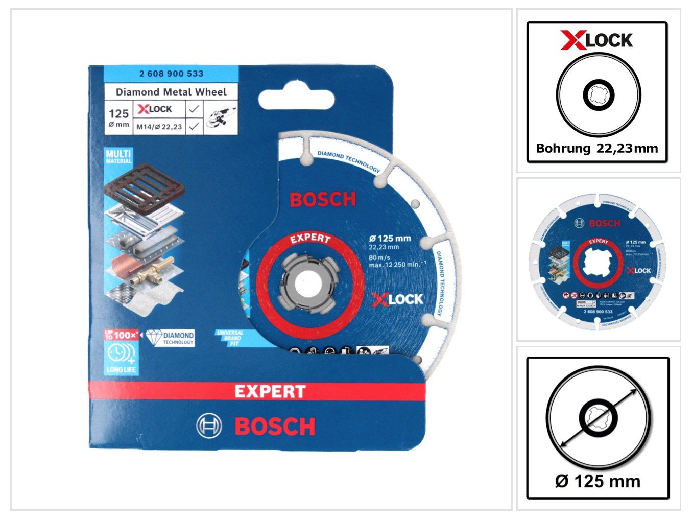 Bosch Professional Diamanttrennscheibe X-LOCK Diamant Metallscheiben Trennscheibe 125 x 22,23 mm (260890053, Ø 125 mm, (1-tlg) von Bosch Professional