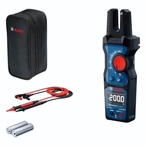 Bosch Professional Elektromessgerät GFM 1000-15 (True RMS, invertiertes LCD, misst bis zu 200 A AC, kontaktloser Spannungsdetektor, kompatibel mit Magnetaufhängung MH 1, 2 x 1,5 V LR06 (AA)) von Bosch Professional
