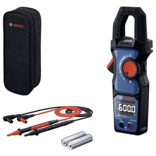 Bosch Professional Elektromessgerät GMC 600-15 (True RMS Zangenmessgerät, AC-Strom bis 600 A, Spannung bis 600 V AC/DC, 2 x 1,5 V LR06 (AA), Messstreifen MS 90, Tasche) von Bosch Professional