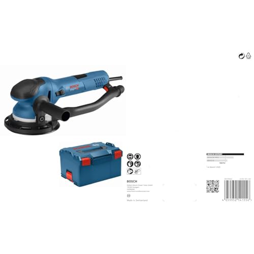 Bosch Professional Exzenterschleifer GET 75-150 (Schleifteller-Ø: 150 mm, in L-BOXX) + 5x Schleifpapier Expert C470 mit 6 Löchern (für Hartholz, Farbe auf Holz, Ø 150 mm, Körnung 120) von Bosch Professional