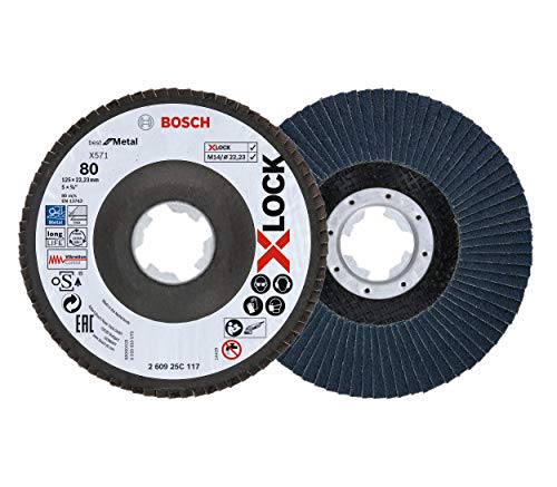 Bosch Professional 2 Stück Fächerschleifscheibe (X-LOCK, Ø 125 mm, Körnung K80, Bohrung Ø 22,23 mm, abgewinkelt, Zubehör Winkelschleifer) von Bosch Accessories