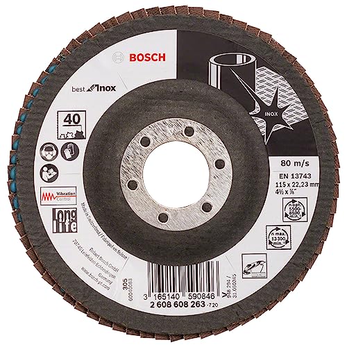 Bosch Professional Faecherschleifscheibe X581 Best for Inox 115mm Korn 40, 1 Stk. von Bosch Professional