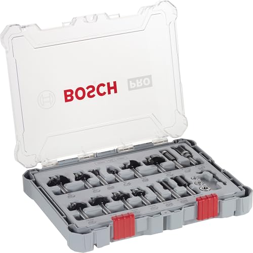Bosch 15x PRO Fräser-Set gemischt (für Weichholz, Hartholz, Ø 13/16/13/35/25/16/32/32/27/29/19/25/8/10/16 mm, Professional Zubehör Handfräse, Kantenfräse) von Bosch